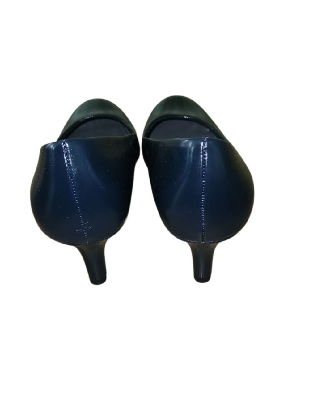 Women's Navy Blue Classic Low Heel Pumps - Picture 2 of 4